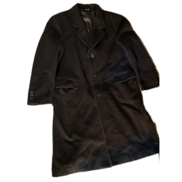 Kuppenheimer USA Mens Charcoal/Black WOOL Overcoat Top Coat XL - Picture 2 of 8